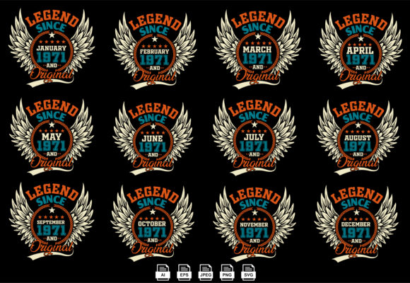 All 12 Months Tshirt Design: Graphics for Print Templates