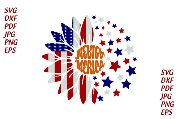 American Flag Sunflower 4th of July Graphics
