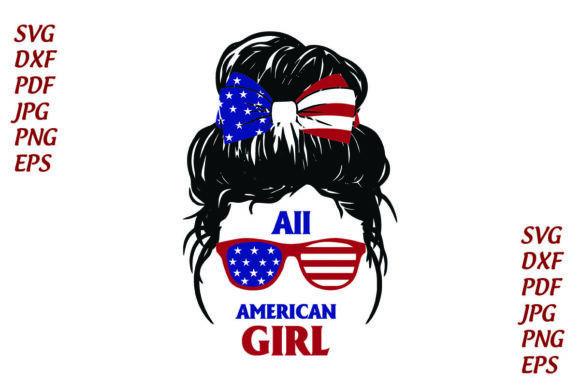 American Girl Flag Independence Day Graphics