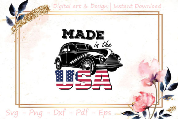 Car Made in America 4th of July Graphics and Illustrations