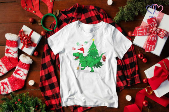 Christmas Dinosaurus Graphic for Print Templates