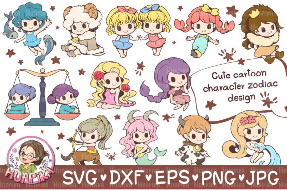 Cute Cartoon Character Zodiac Design Graphics