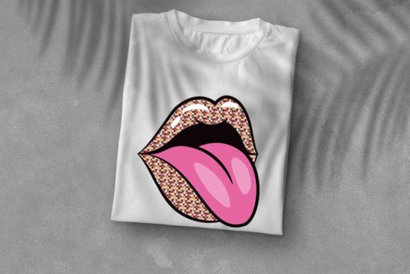 Glossy African Plaid Lips: Graphics & Print Templates