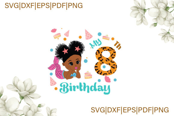 Mermaid 8th Birthday Gift: Graphics & Illustrations