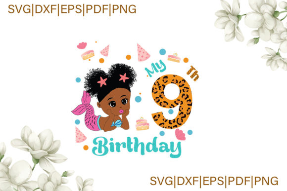 Mermaid 9th Birthday: Graphics & Illustrations