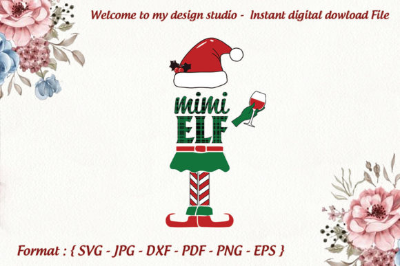 Mimi Elf Christmas Svg: Graphics for Print Templates